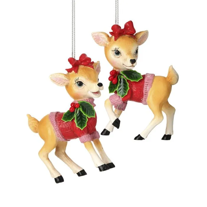 4" Resin Village Deer Ornament, Assorted Styles