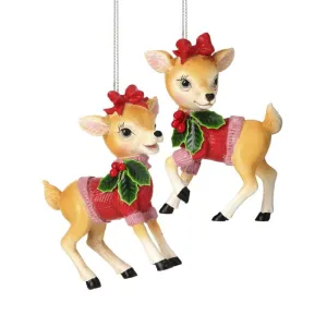 4" Resin Village Deer Ornament, Assorted Styles
