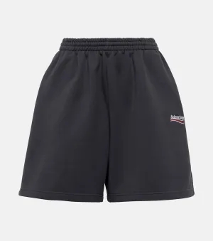 BALENCIAGA "Political Campaign" Cotton Jersey Shorts, Gray