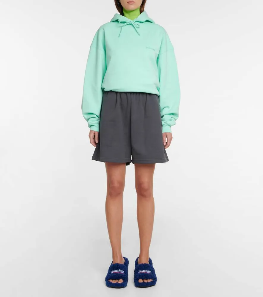 BALENCIAGA "Political Campaign" Cotton Jersey Shorts, Gray