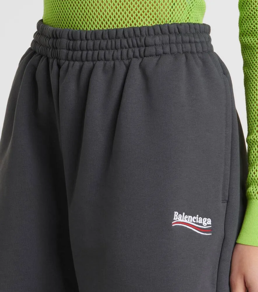 BALENCIAGA "Political Campaign" Cotton Jersey Shorts, Gray