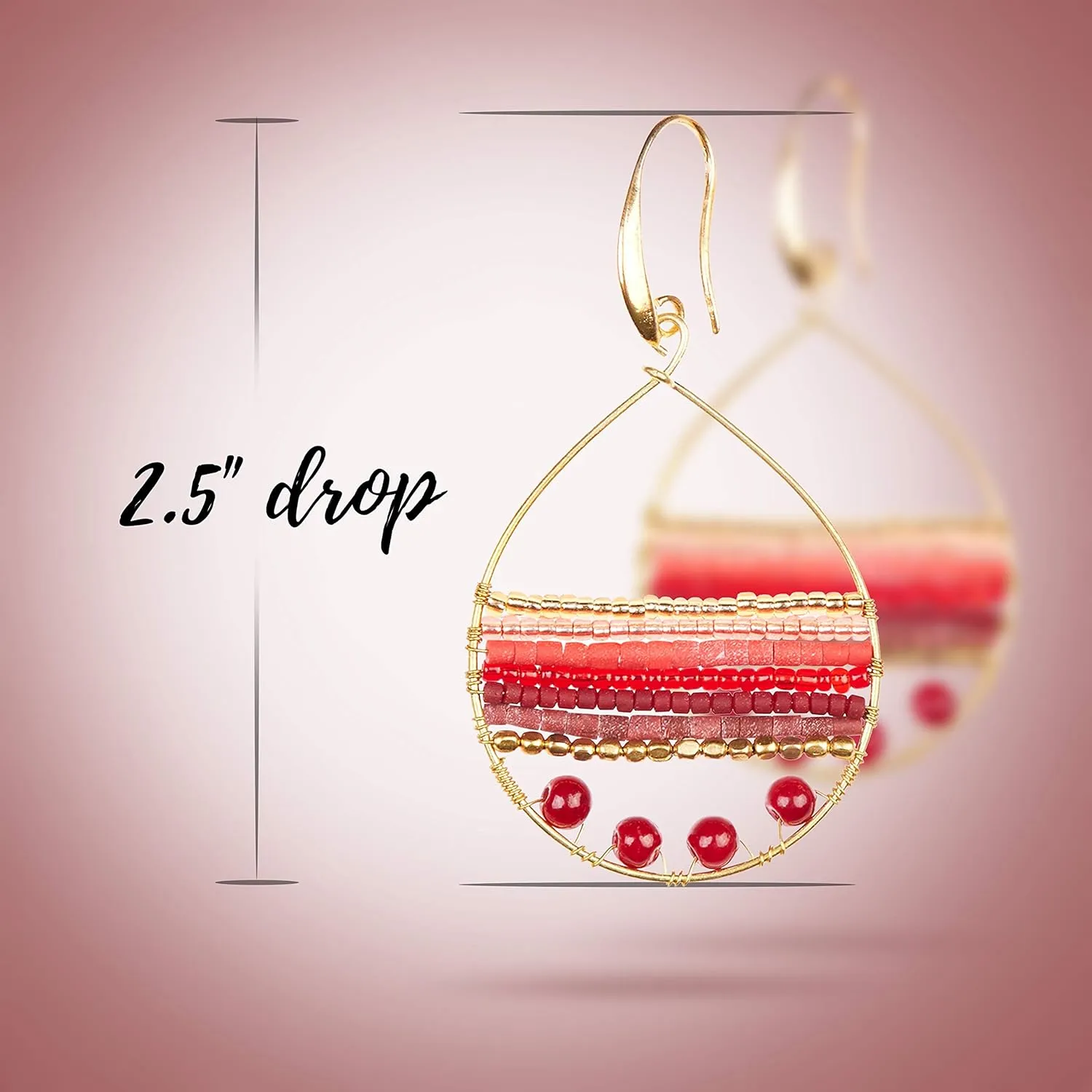 Boho Teardrop Multicolor Earrings Silver and Gold Plated with Colorful Varieties - Handmade Bohemian Turquoise Jewelry for Women and Beach Earrings For Women Vacation