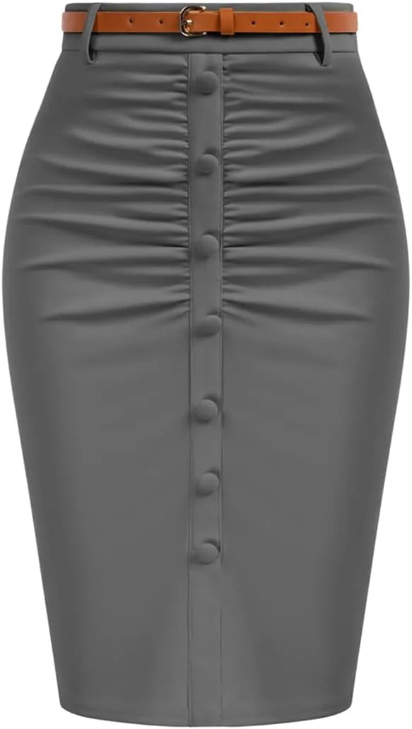 Bollrllr Women's Retro Pencil Skirt Hip Lifting High Waist Tight Skirt Business Office Work Skirt
