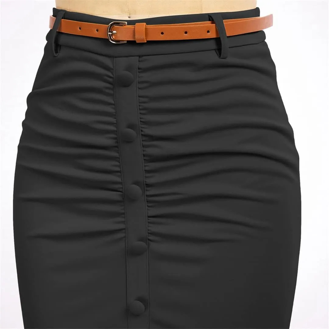 Bollrllr Women's Retro Pencil Skirt Hip Lifting High Waist Tight Skirt Business Office Work Skirt