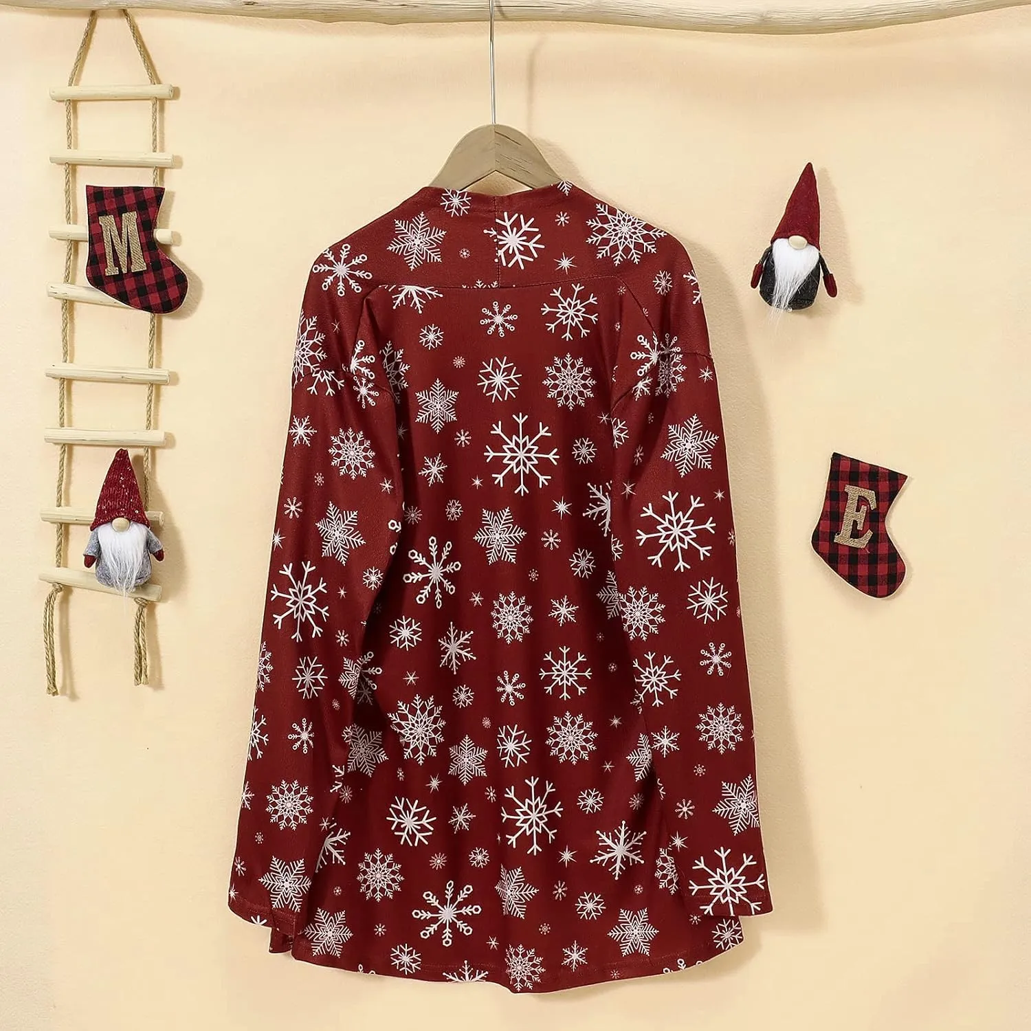 BOUTIKOME Christmas Cardigan for Women Ugly Xmas Tree Sweater Long Sleeve Shirt Front Open Front Plus Size Holiday Tops