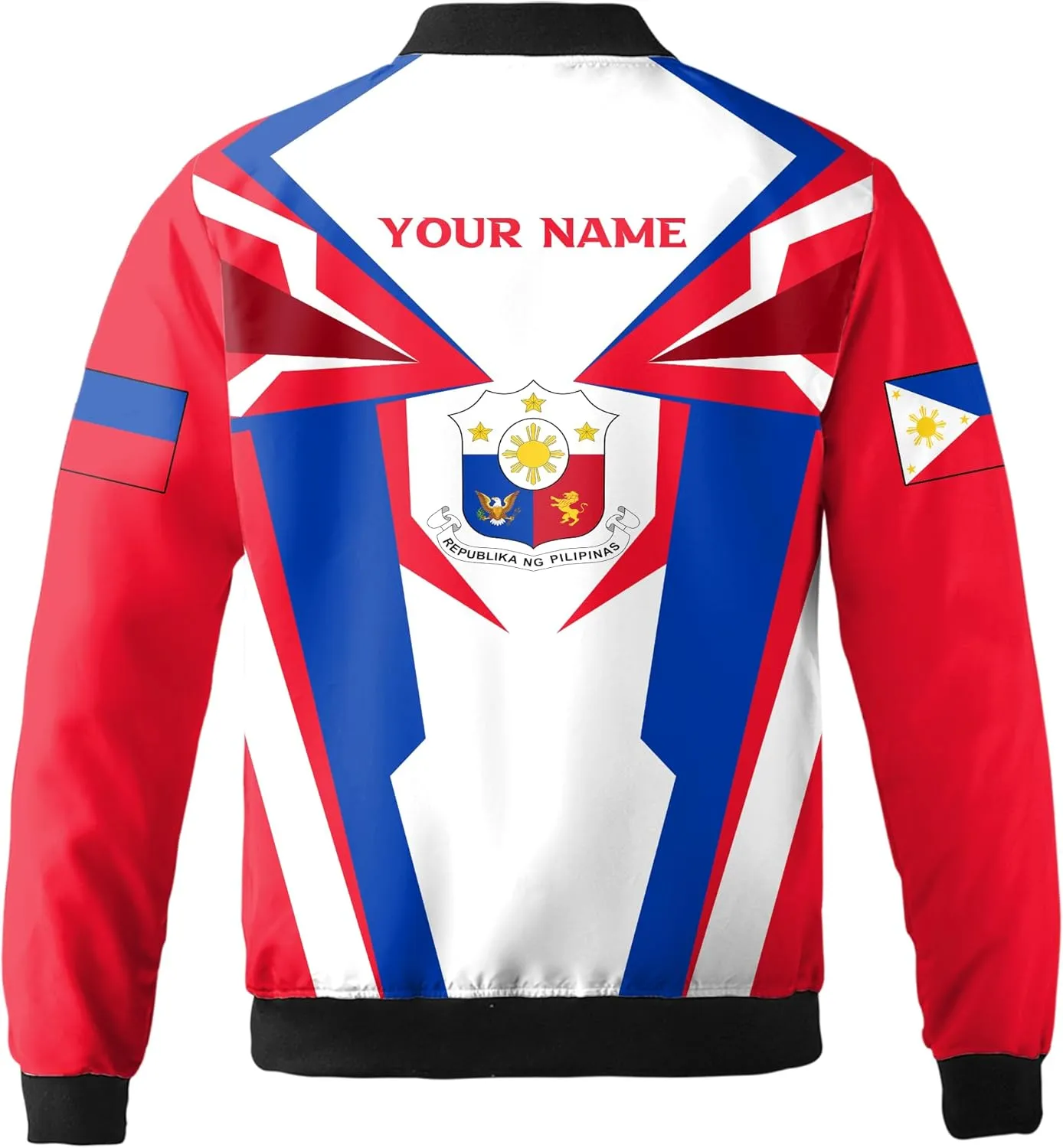 Camelliaa Shop Personalized Philippines Flag AOP Bomber Jacket Casual Bomber S-5XL, Philippines Jacket For Men