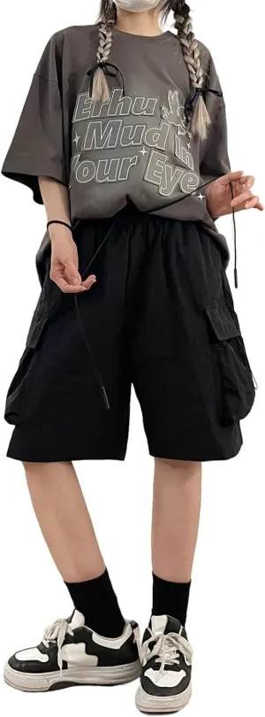 Cargo Shorts Women Y2K Baggy Knee Length Athletic with Pockets Hiking Waterproof Black Pants Men Summer Outfits