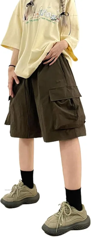 Cargo Shorts Women Y2K Baggy Knee Length Athletic with Pockets Hiking Waterproof Black Pants Men Summer Outfits