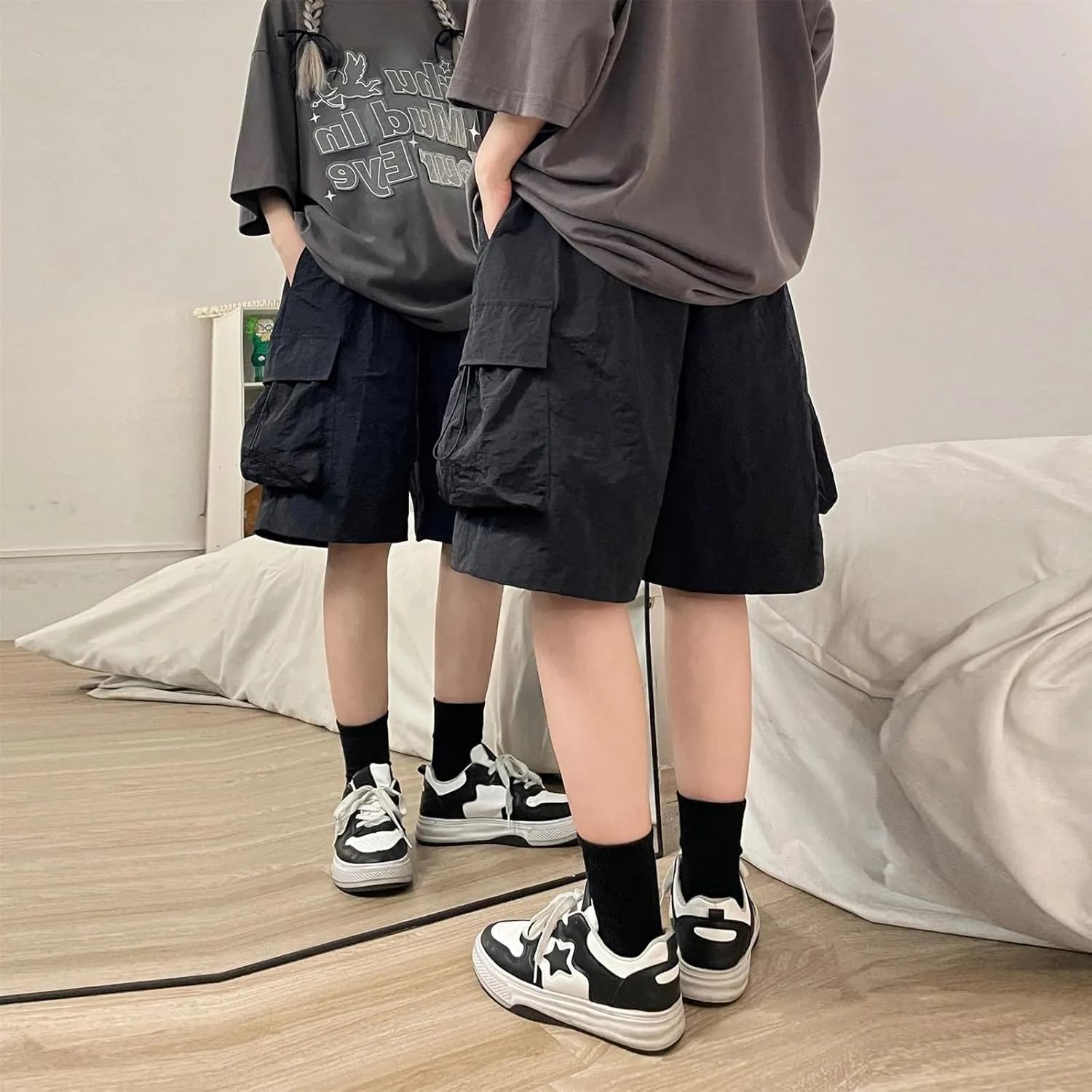 Cargo Shorts Women Y2K Baggy Knee Length Athletic with Pockets Hiking Waterproof Black Pants Men Summer Outfits