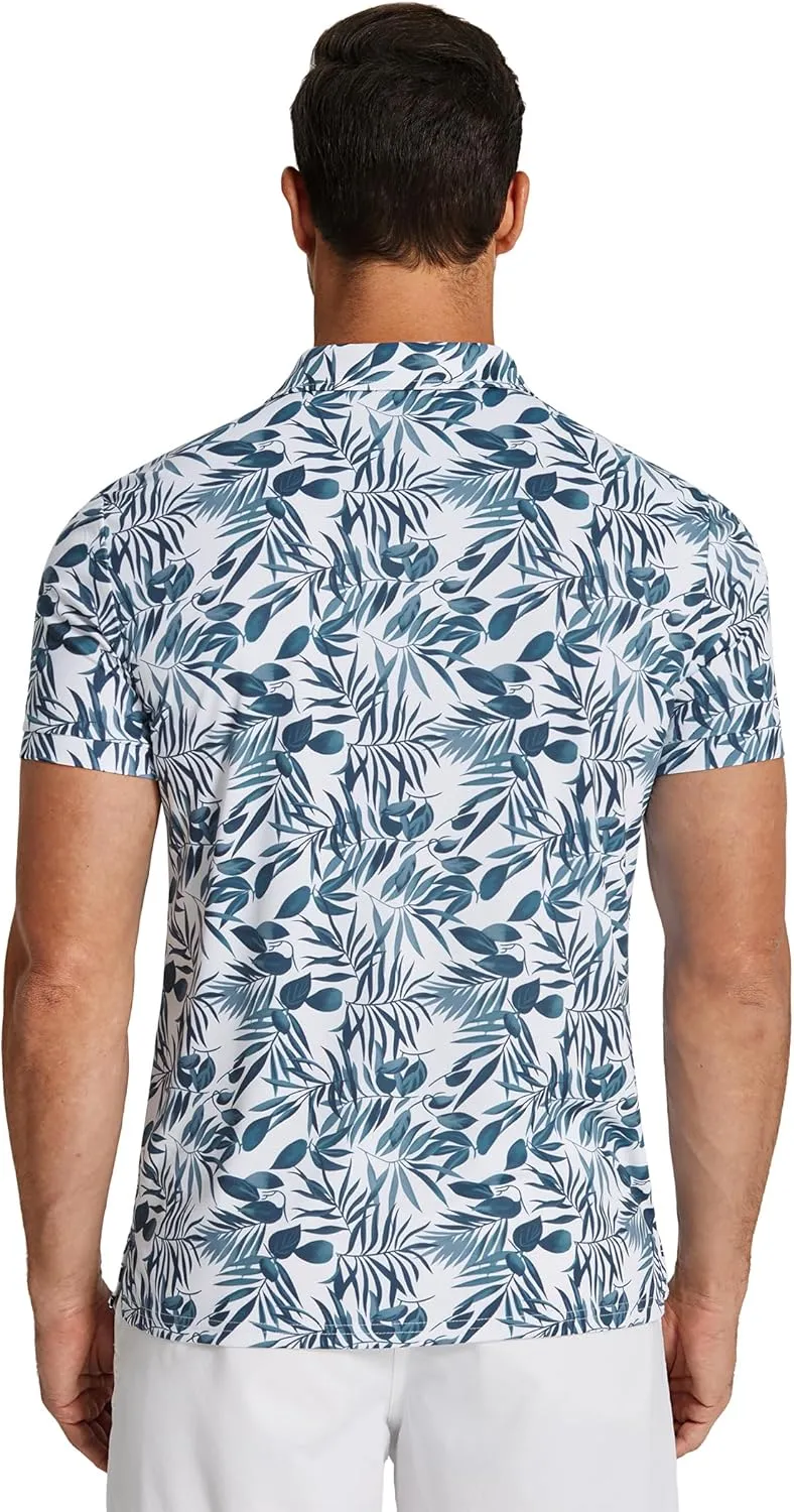 COOFANDY Men's Polo Shirts Short Sleeve Print Performance Golf Shirts Fashion Casual Beach Collared T-Shirts