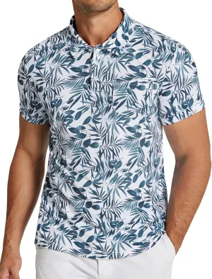 COOFANDY Men's Polo Shirts Short Sleeve Print Performance Golf Shirts Fashion Casual Beach Collared T-Shirts