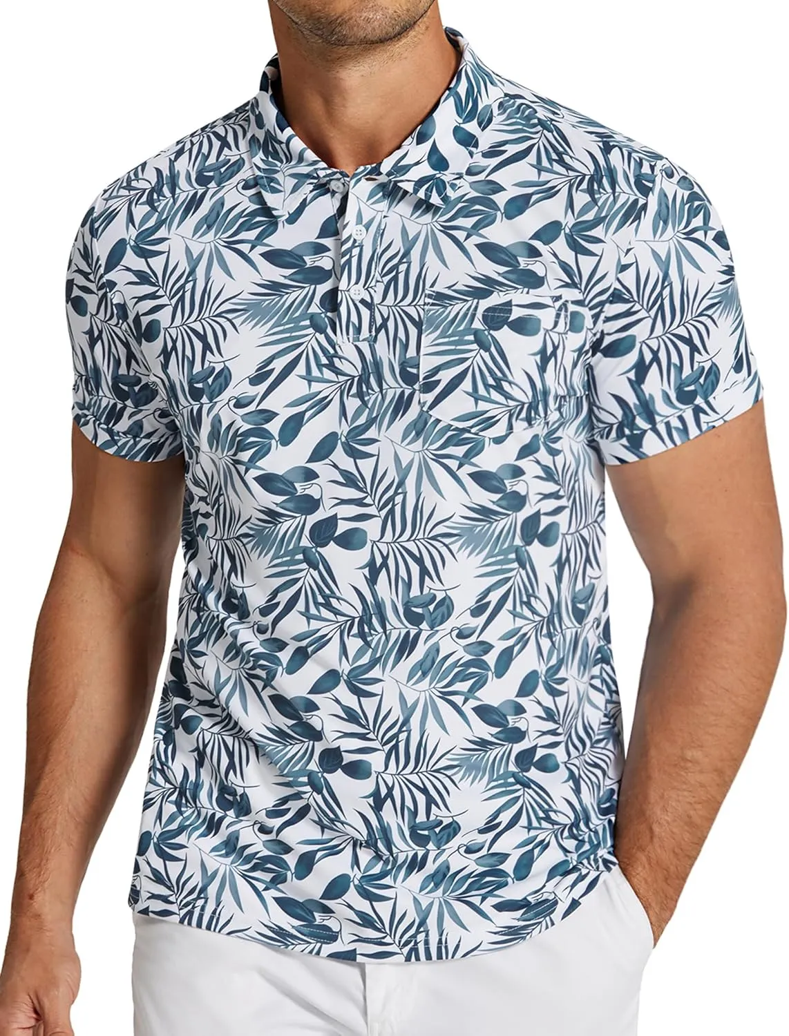 COOFANDY Men's Polo Shirts Short Sleeve Print Performance Golf Shirts Fashion Casual Beach Collared T-Shirts