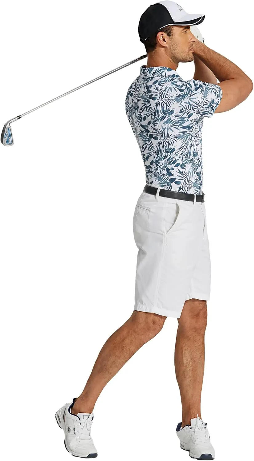 COOFANDY Men's Polo Shirts Short Sleeve Print Performance Golf Shirts Fashion Casual Beach Collared T-Shirts