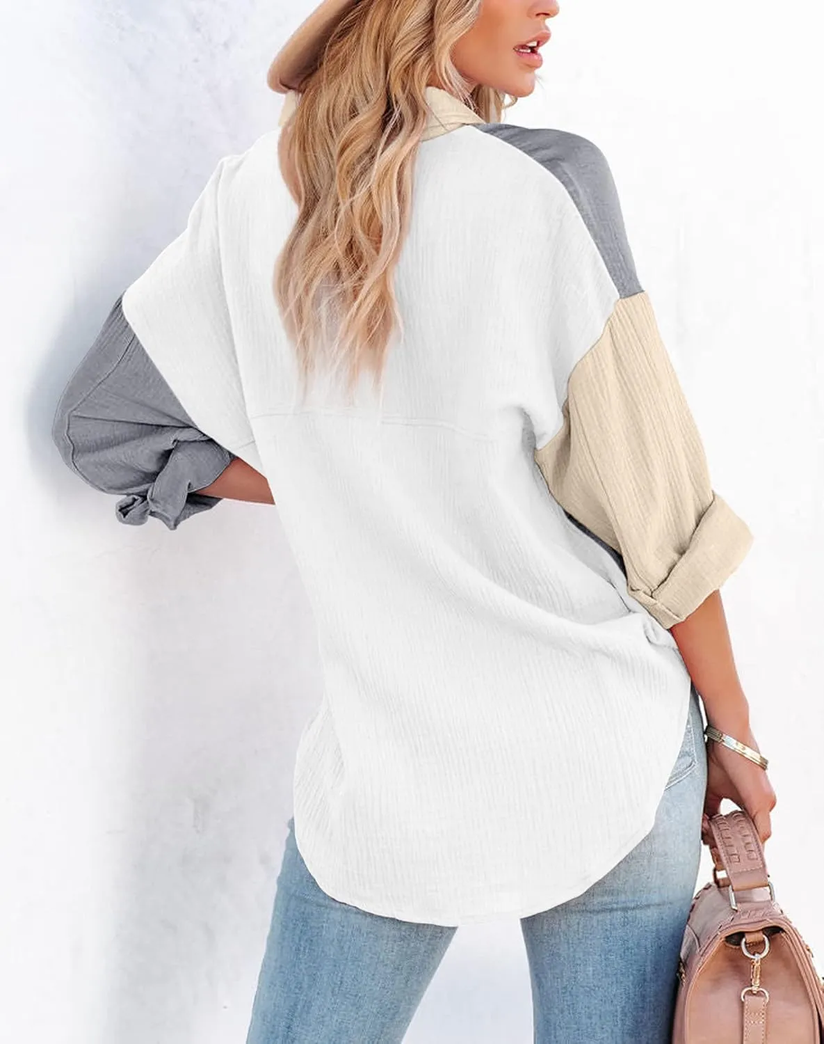 Davenil Women Button Down Shirts Cotton Linen Casual Collar Blouses