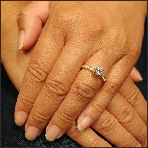 Diamond Engagement Ring French Cut Side Diamonds 18KY Platinum