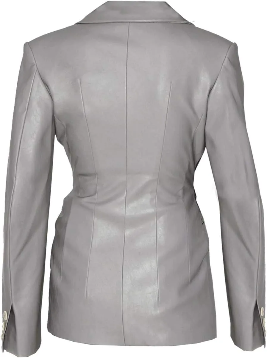 Fantus Grey, Black, Red, and Tan Blazer Coat Genuine Leather Jacket for Women Coat Style Slim Fit