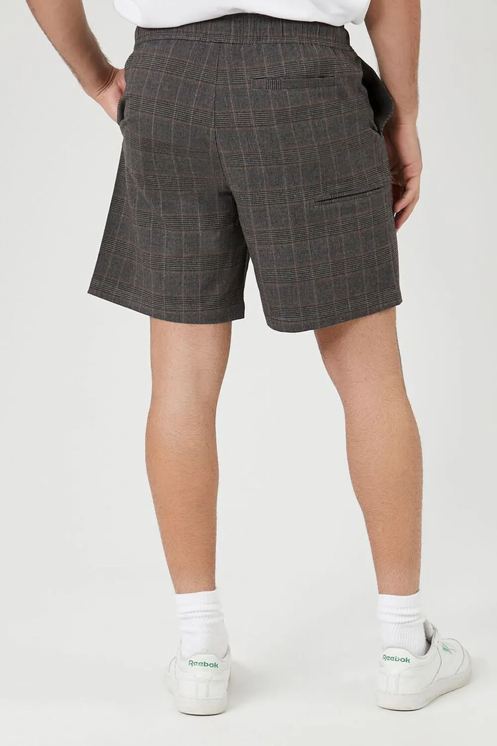 Forever 21 Plaid Drawstring Shorts, Gray