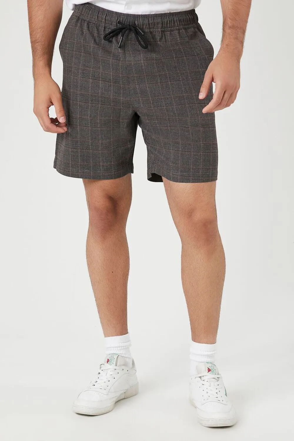 Forever 21 Plaid Drawstring Shorts, Gray