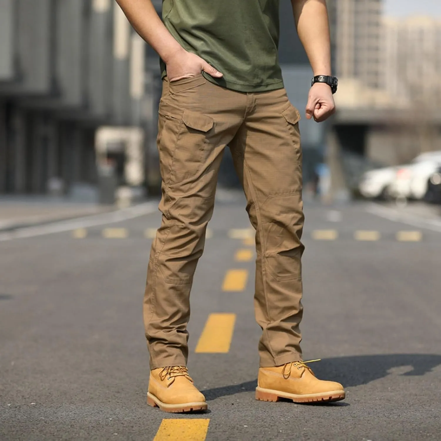 Fxbar Men's Stretch Tactical Pants Breathable Ripstop Cargo Pants Outdoor Lightweight EDC Work Hiking Pants for Men