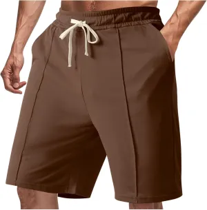 Golf Shorts Men Fashion Patchwork Solid Workout Short Pants Drawstring Elastic Waist Breathable Five Quarter Pants