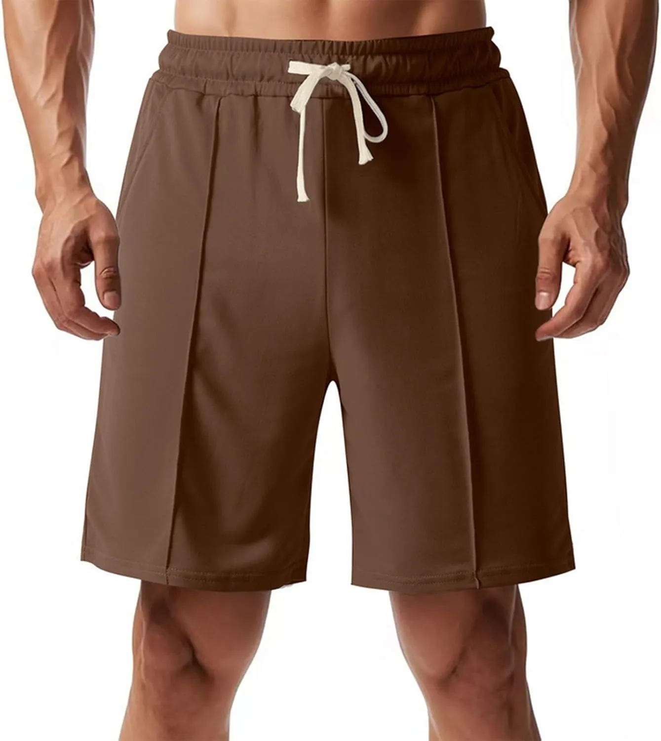 Golf Shorts Men Fashion Patchwork Solid Workout Short Pants Drawstring Elastic Waist Breathable Five Quarter Pants
