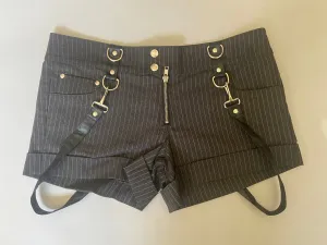 Gray and White Pinstripe Gangsta Pranksta Bootie Short - size M