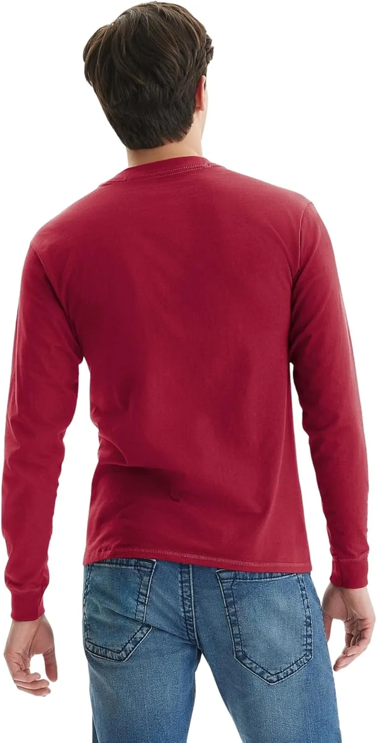 Hanes T Beefyt Henley, Men's Cotton Long Sleeve Shirts
