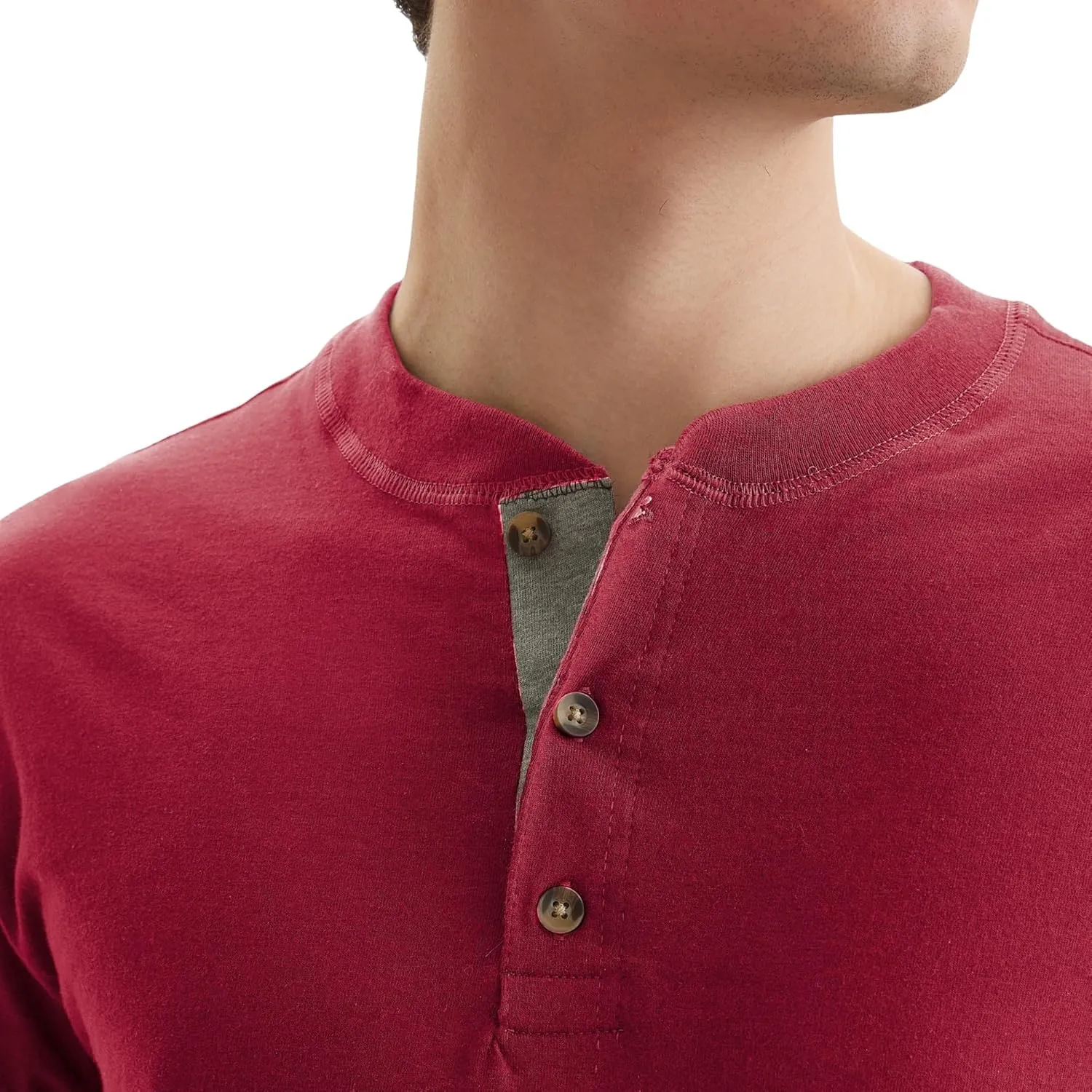 Hanes T Beefyt Henley, Men's Cotton Long Sleeve Shirts