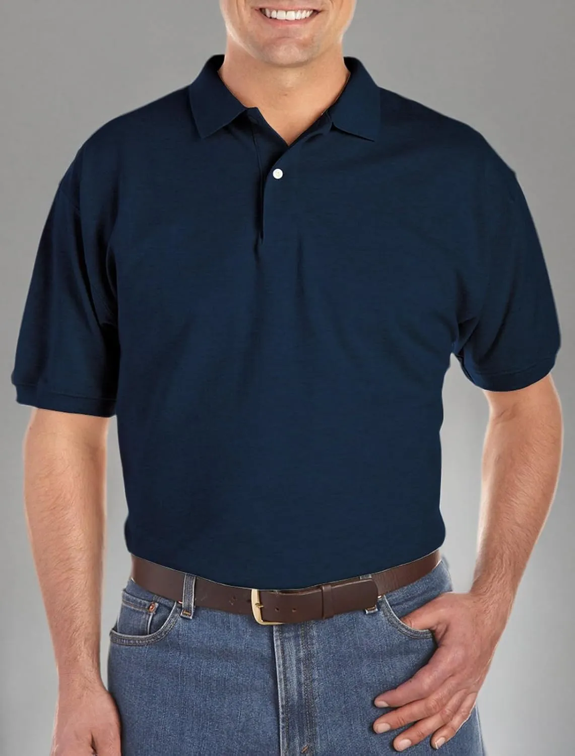 Harbor Bay by DXL Men's Big and Tall Piqu Polo Shirt, Tango Red Heather
