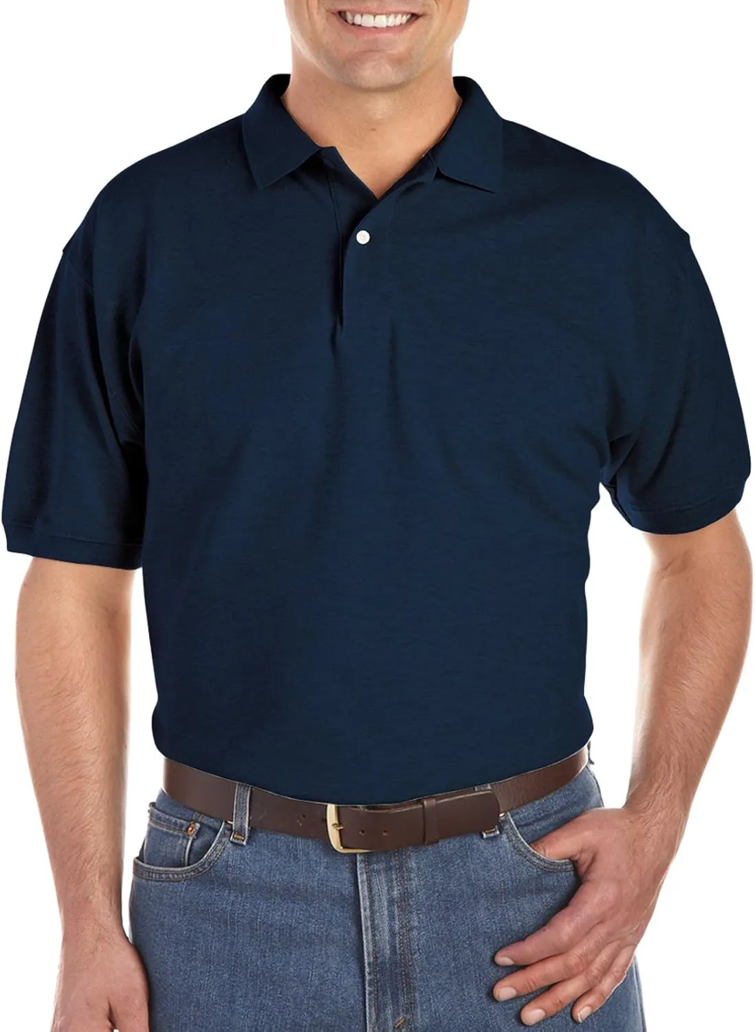 Harbor Bay by DXL Men's Big and Tall Piqu Polo Shirt, Tango Red Heather