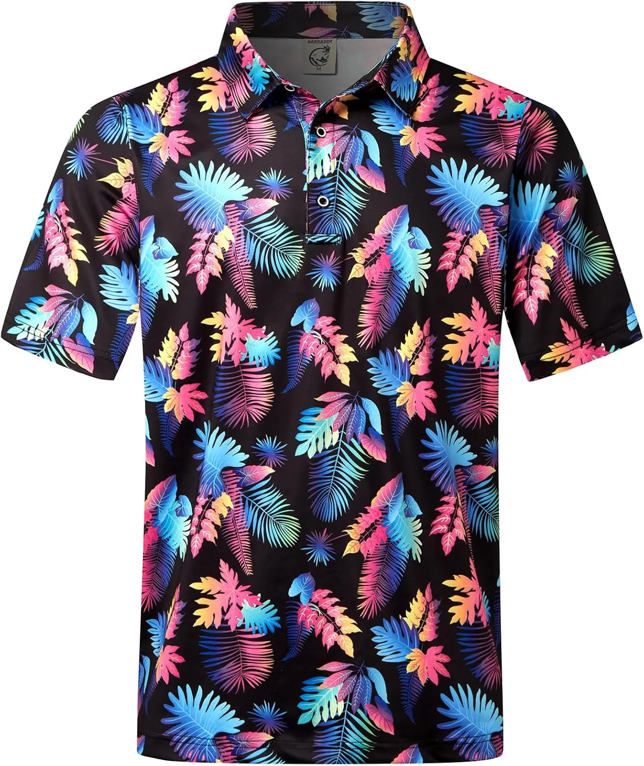 Hardaddy Men's Moisture Wicking Polo Shirts Printed Dry Fit Short Sleeve Collared Golf Shirt