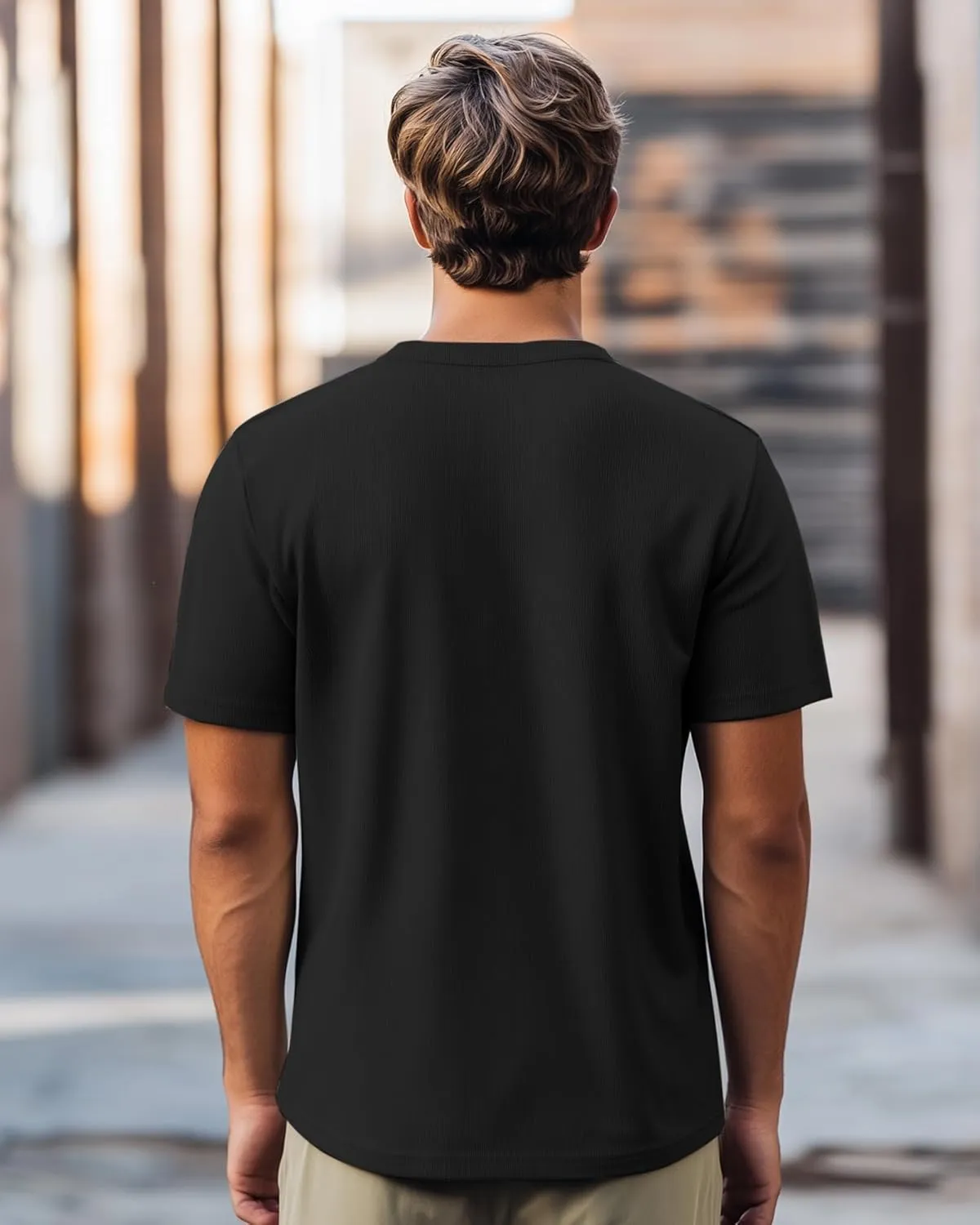 Huukeay 3 Pack Men's T-Shirts Crewneck Short Sleeve Shirts Ribbed Knit Tees Dressy Casual Tops