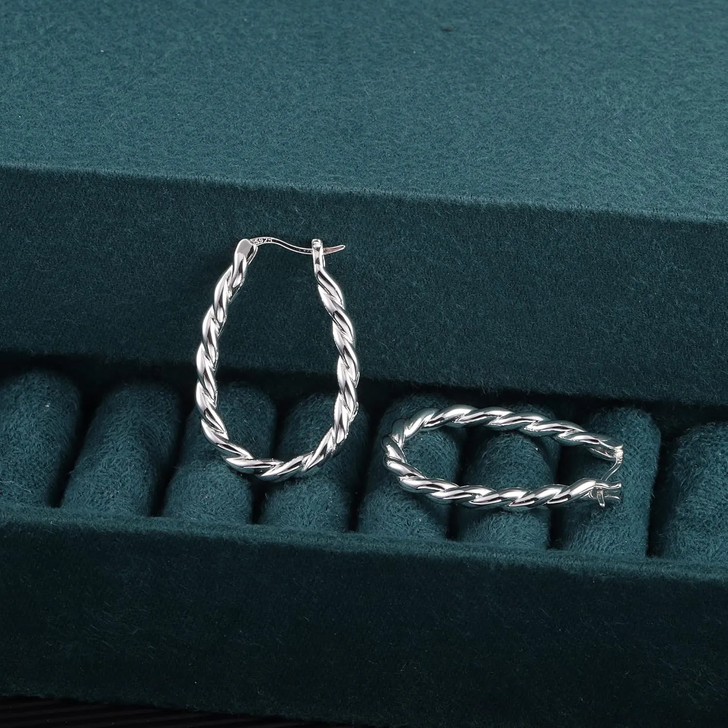 KISSPAT Sterling Silver Chunky Hoop Earrings for Women Hypoallergenic Thick Huggie Earring Wide Hoops Everyday Hoop Earrings