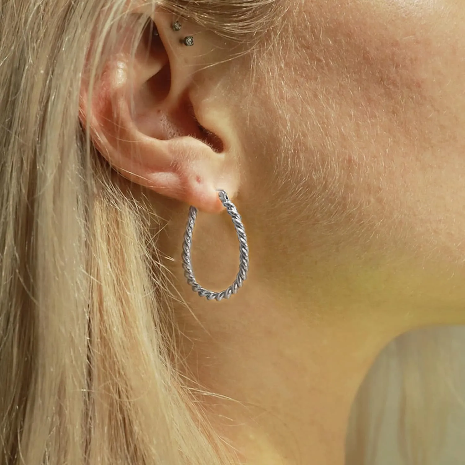 KISSPAT Sterling Silver Chunky Hoop Earrings for Women Hypoallergenic Thick Huggie Earring Wide Hoops Everyday Hoop Earrings