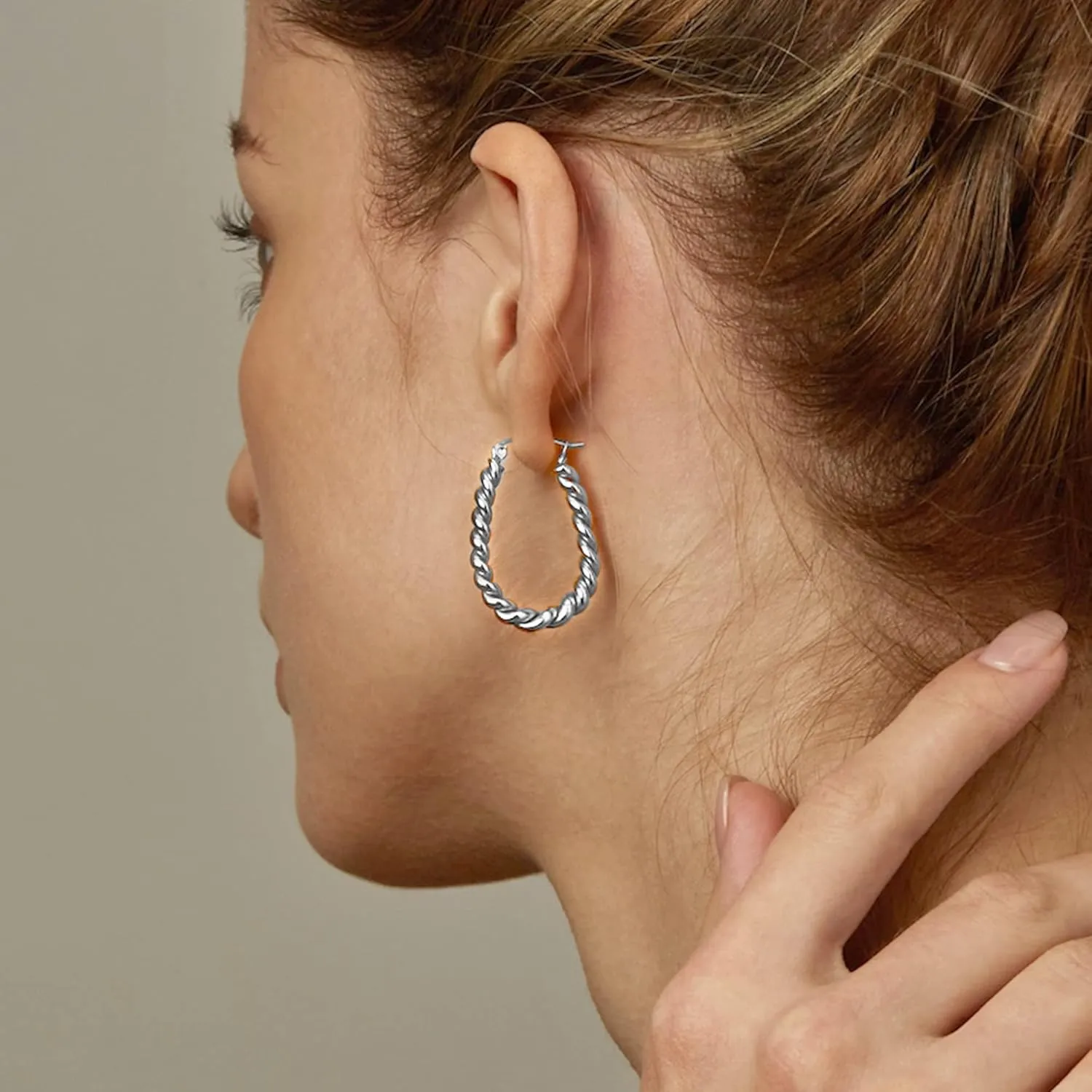 KISSPAT Sterling Silver Chunky Hoop Earrings for Women Hypoallergenic Thick Huggie Earring Wide Hoops Everyday Hoop Earrings