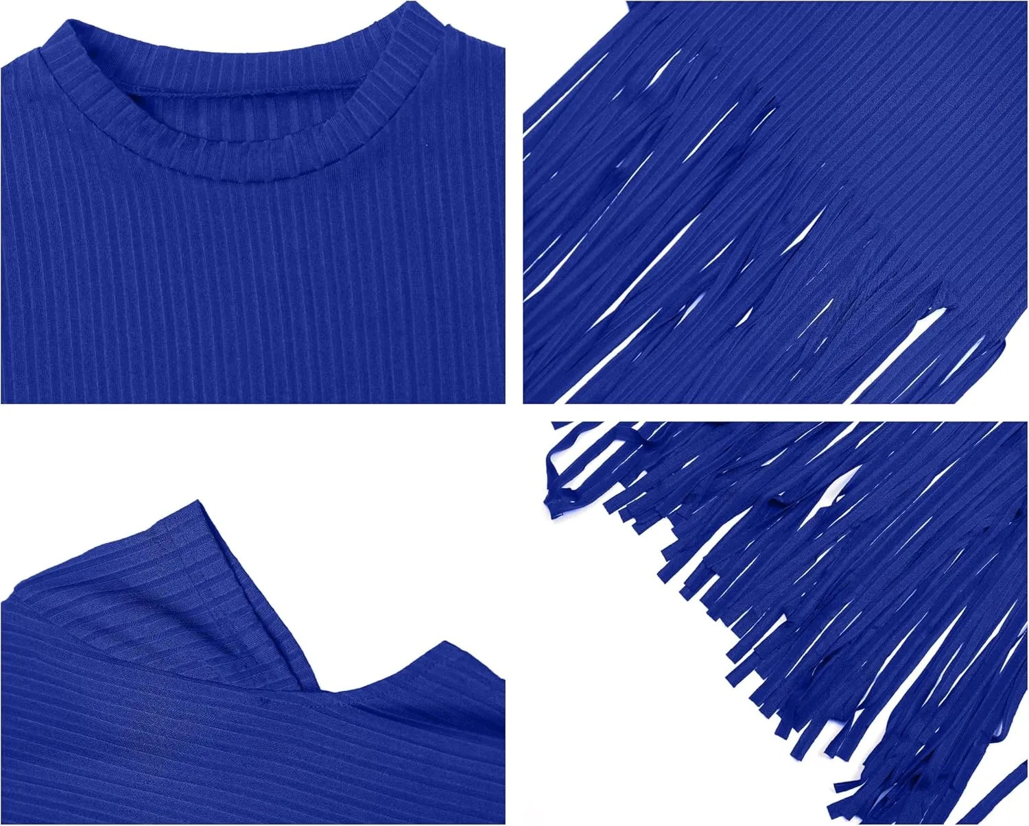 LovelyWholesale Women Sexy Cap Sleeve Fringe Tops Ribbed Knit Short Sleeve T Shirt