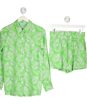 Melissa Odabash Green Palmetto Printed Voile 2-piece Shirt And Shorts Set UK XS