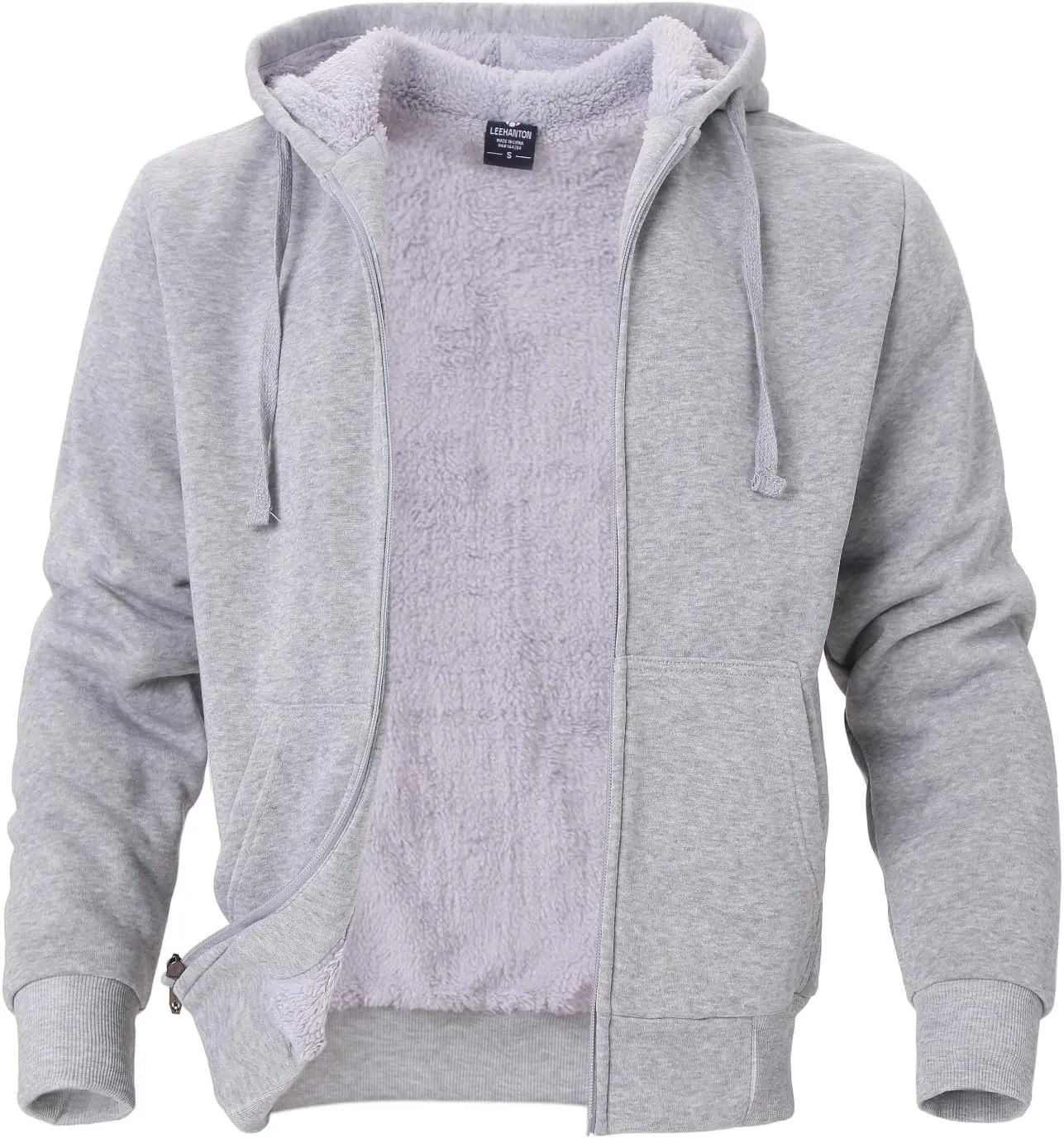 Mens Hoodies Zip Up Thick Sherpa Lined Heavyweight Workout Winter Warm Sweatshirt Jackets