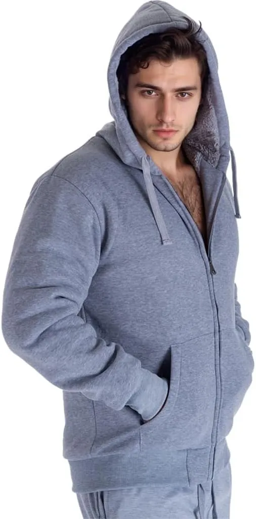 Mens Hoodies Zip Up Thick Sherpa Lined Heavyweight Workout Winter Warm Sweatshirt Jackets