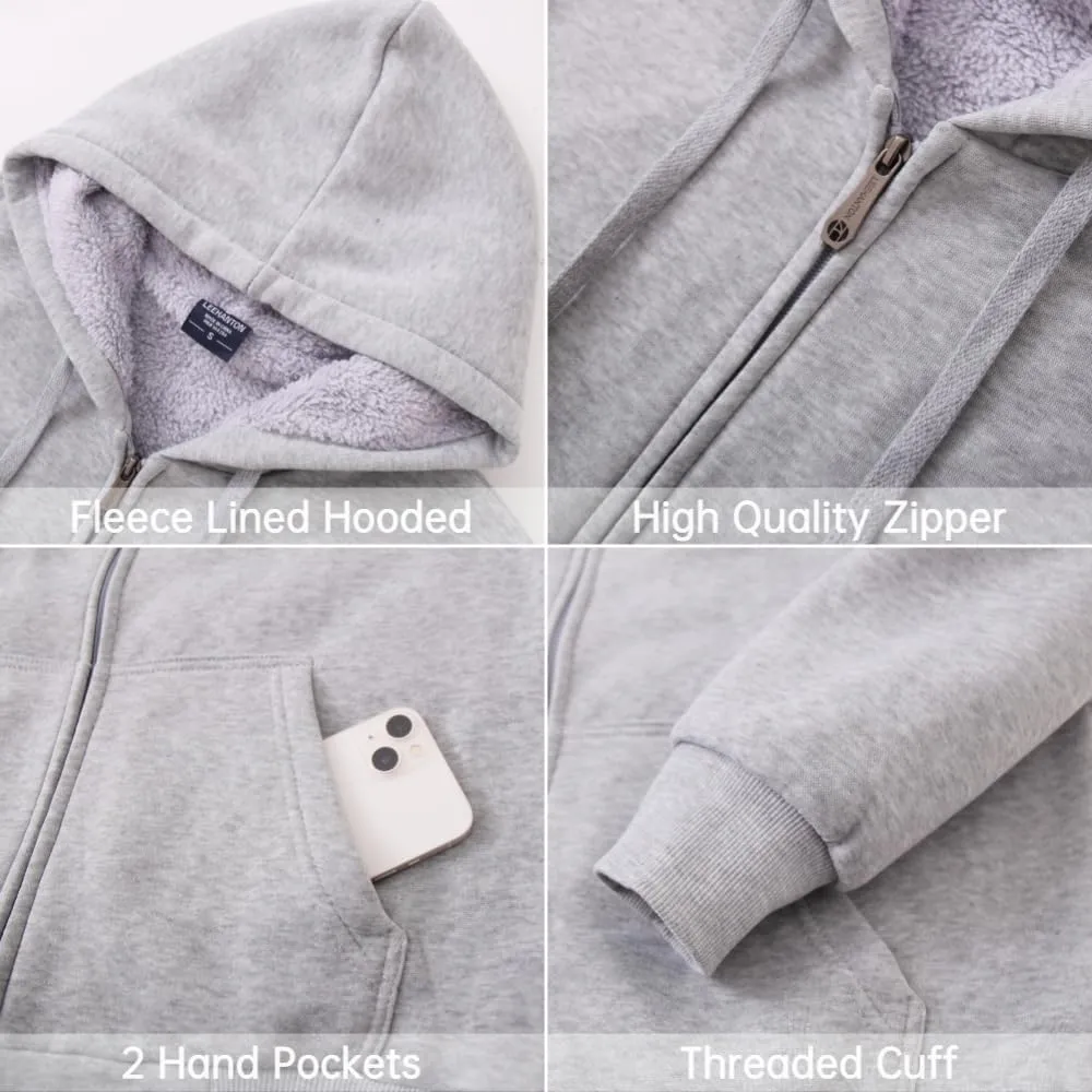 Mens Hoodies Zip Up Thick Sherpa Lined Heavyweight Workout Winter Warm Sweatshirt Jackets
