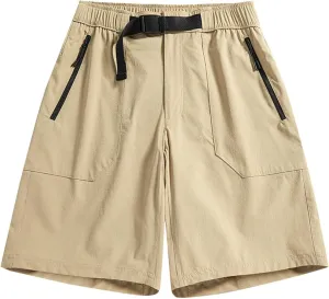 Mens Quick Dry Athletic Running Shorts Gym Workout Athletic Elastic Waist Hybrid Stretch Short Pants with Pockets
