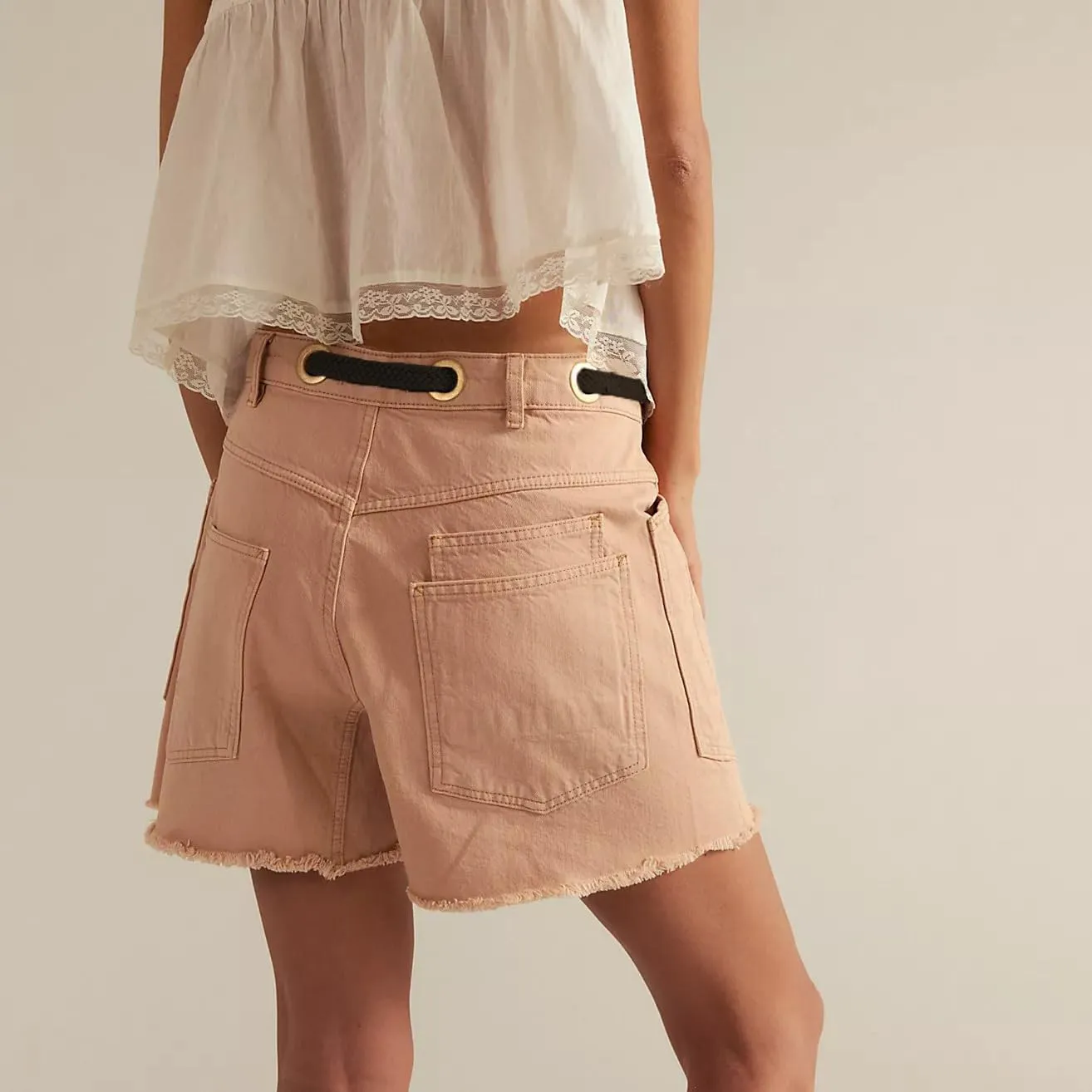 Mxiqqpltky Drawstring Jean Shorts Womens Casual High Waisted Straight Leg Baggy Denim Shorts Summer Loose Fit Short Jeans Y2K