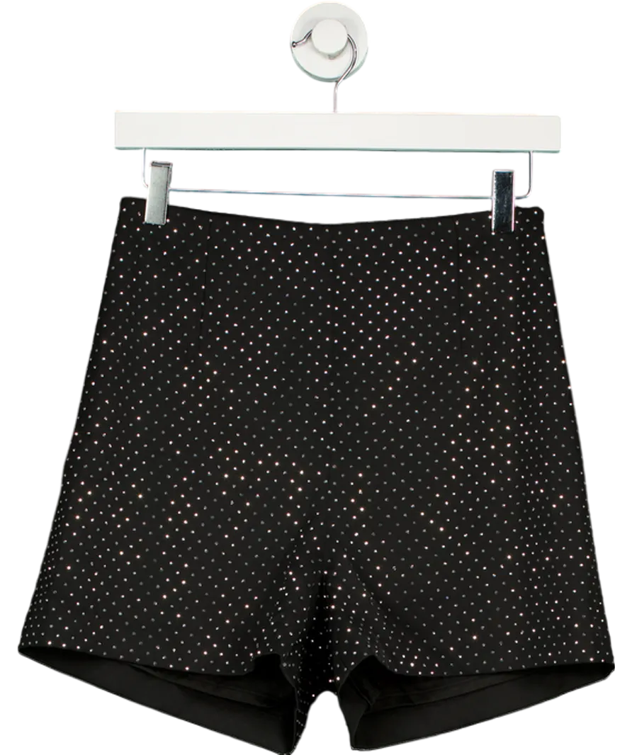 Nadine Merabi Black Kira Rhinestone Embellished Shorts UK S