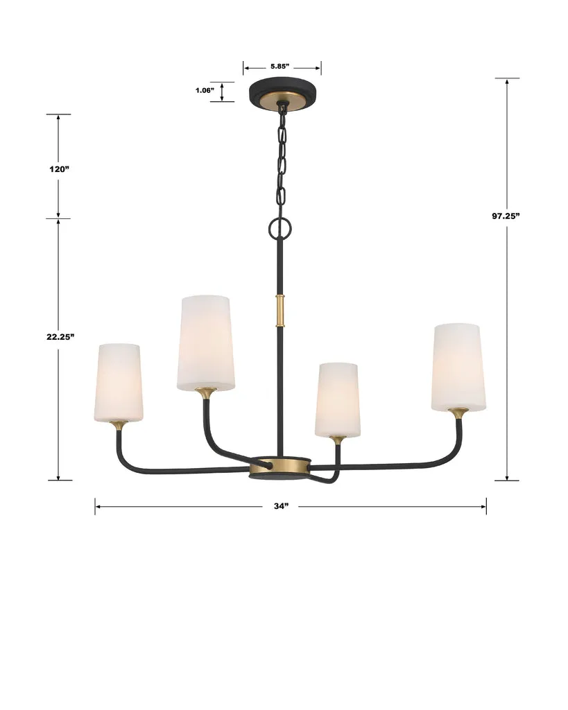 Niles 4 Light Black Forged   Modern Gold Chandelier