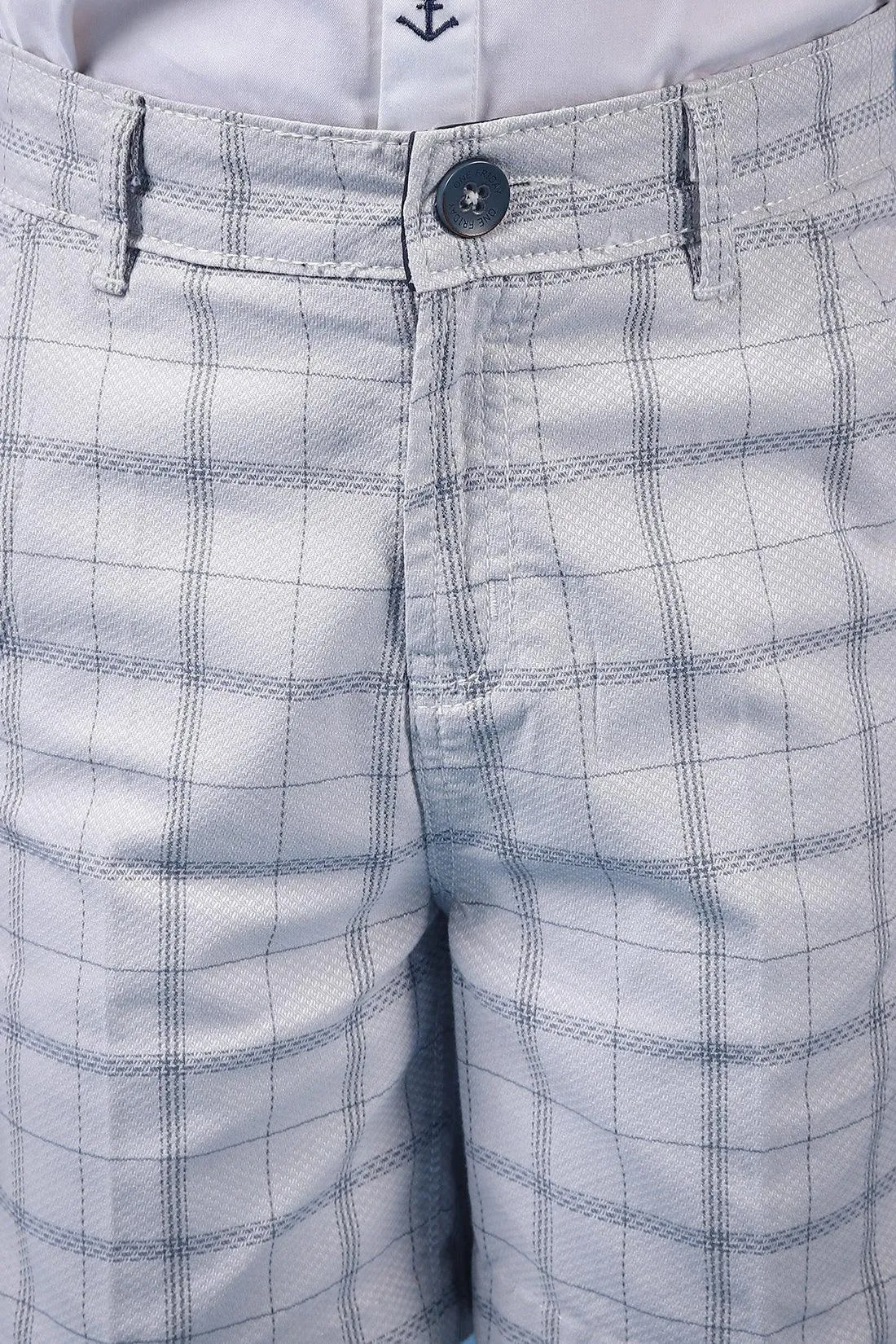 One Friday Kids Boys 100% Cotton Grey Check Shorts With Side Pockets