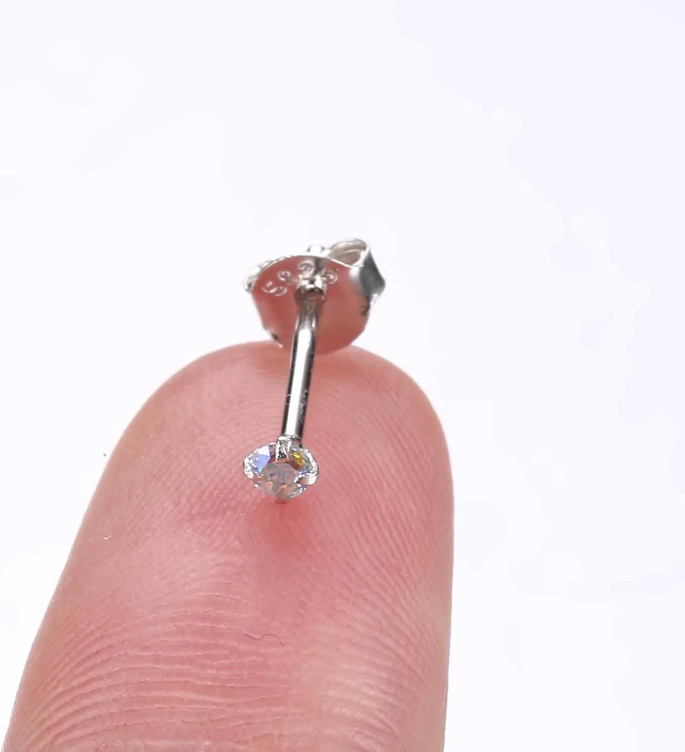 PATISORNA 925 Sterling Silver Long Post Earrings for Thick Earlobes | 2mm Tiny Cubic Zirconia Small Stud Earrings for Women Men Hypoallergenic