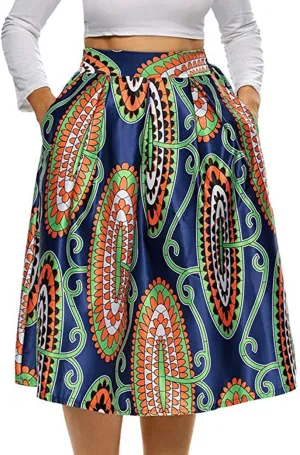 RED DOT BOUTIQUE 930 - Plus Size Ethnic African Print Long Maxi Skirt