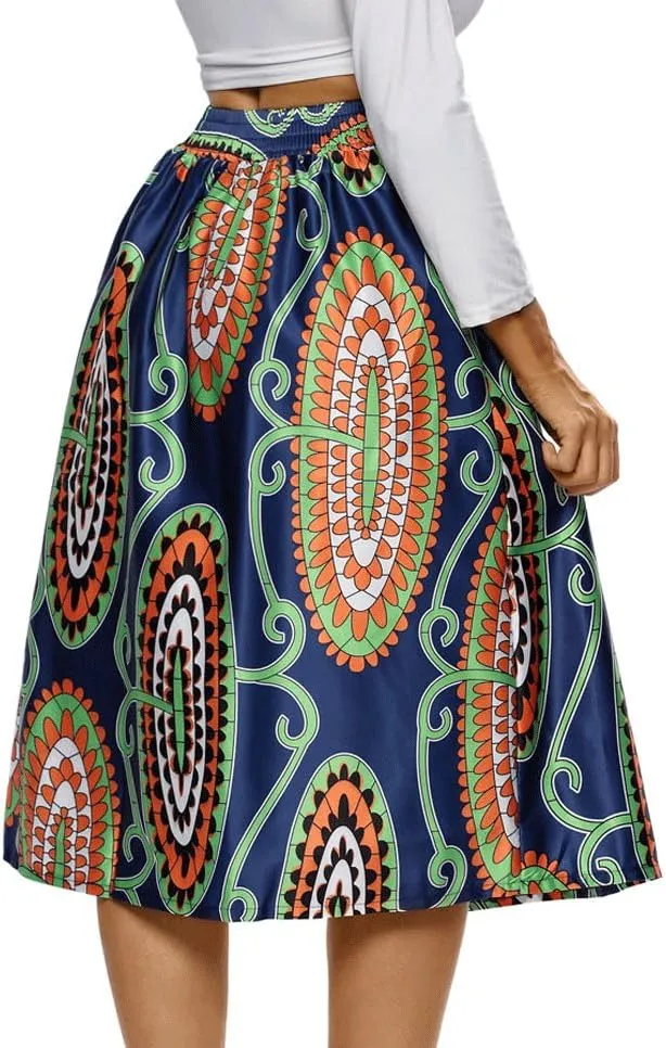 RED DOT BOUTIQUE 930 - Plus Size Ethnic African Print Long Maxi Skirt
