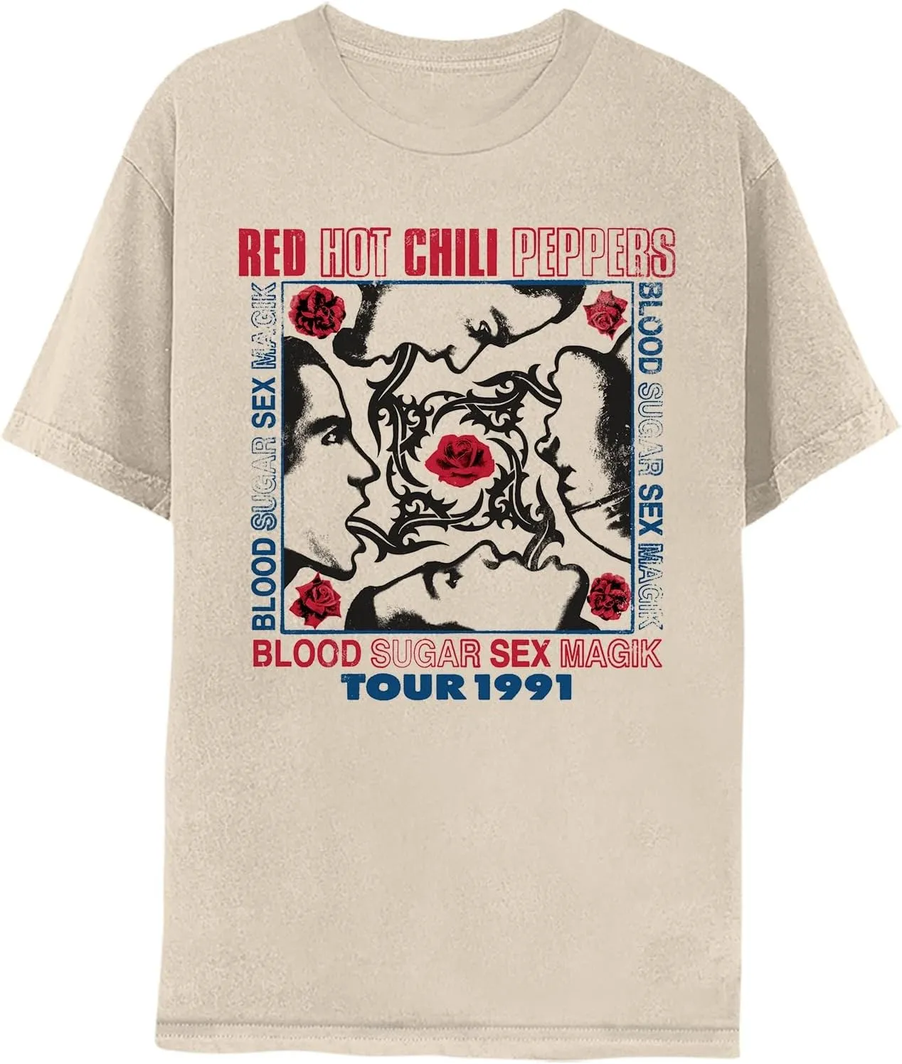 Red Hot Chili Peppers Magic Tour '91 Adult Natural T Shirt 90s Funk Rock Music Vintage Style Graphic Tees