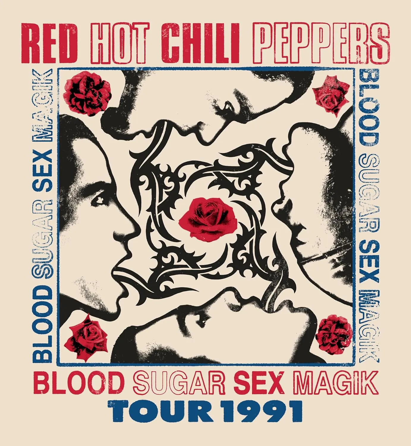 Red Hot Chili Peppers Magic Tour '91 Adult Natural T Shirt 90s Funk Rock Music Vintage Style Graphic Tees